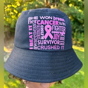 Breast cancer awareness black bucket hat